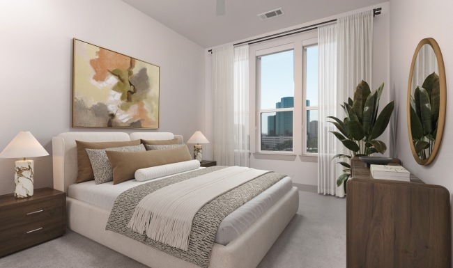 bedroom with large windows